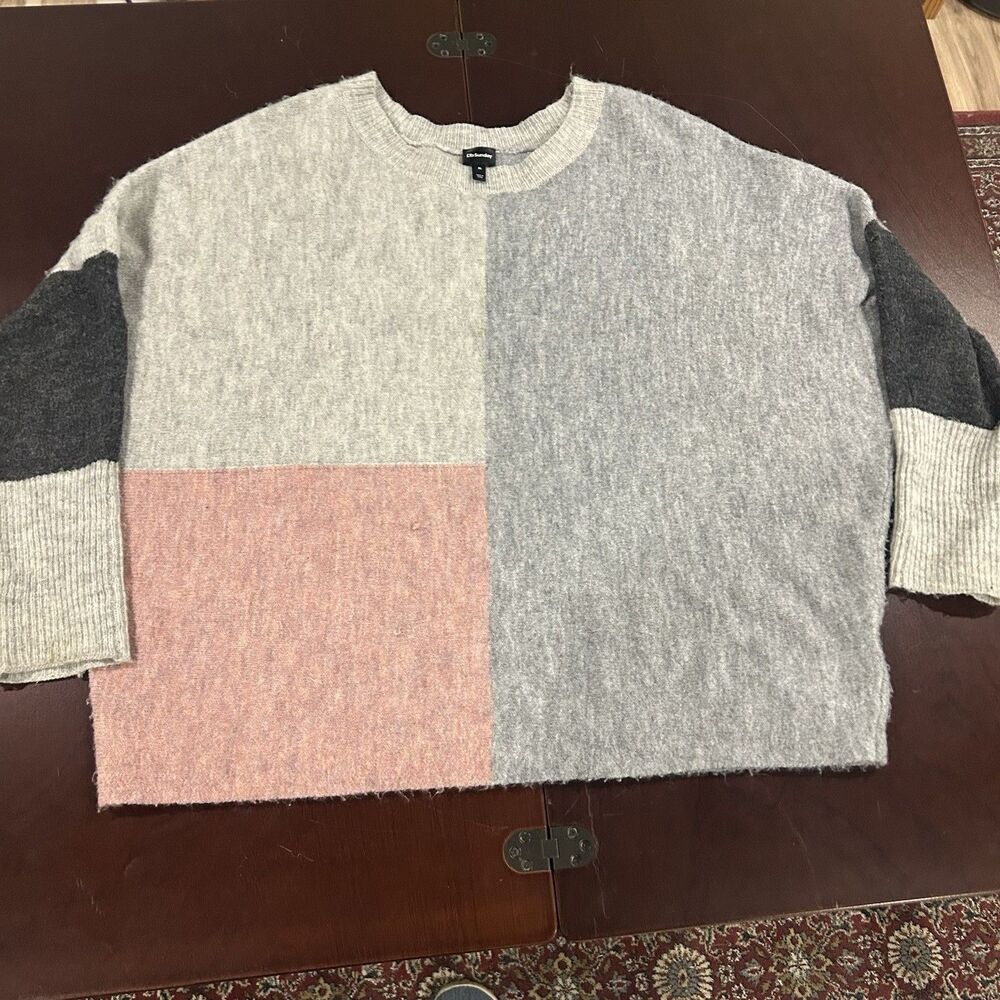 DB Sunday Sweater Women XL  Multicolor Crew Neck  Long Sleeve Knit  Pullover